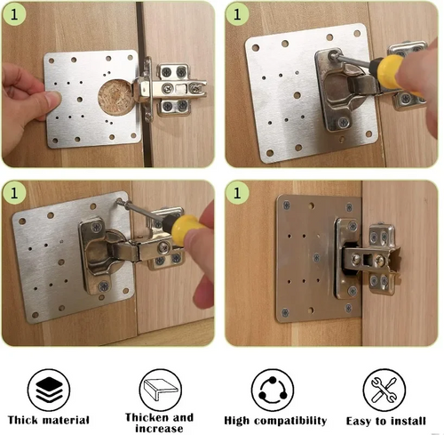 HingePlate 1+1 GRATIS: DIY Meubel Scharnieren Reparatie Zijplaat