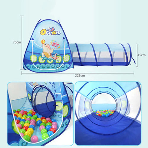 KidZone™ | 3-in-1 Speeltent met Tunnel & Ballenbak voor Actieve Kinderen